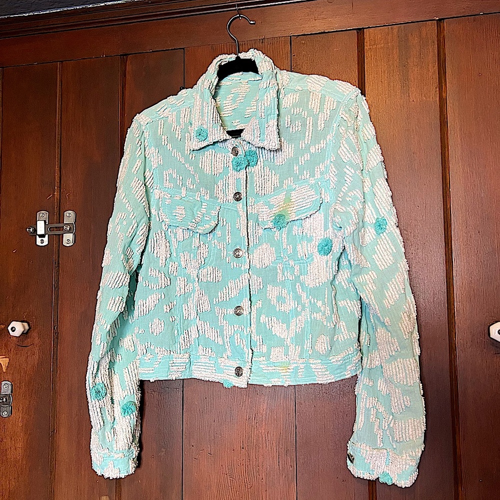 Rare Vintage Baby Blue Trucker jacket - w Clouds!